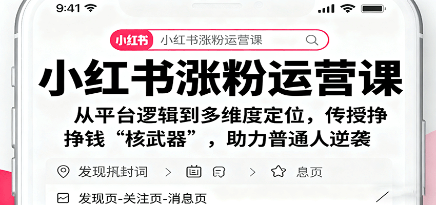 小红书涨粉运营课：从平台逻辑到多维度定位，传授挣钱 “核武器”，助力普通人逆袭-皮皮网创