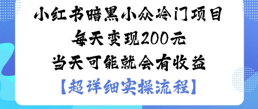 小红书暗黑小众冷门项目每天变现2张当天可能就会有收益-皮皮网创