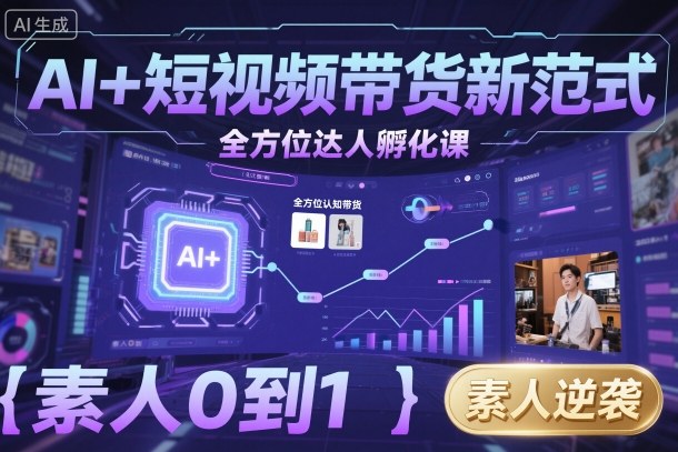 AI+短视频带货新范式全方位达人孵化课，素人也可以从0到1，全方位认知短视频带货-皮皮网创