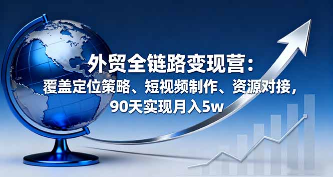 外贸全链路变现营：覆盖定位策略、短视频制作、资源对接，90天实现月入5w-皮皮网创