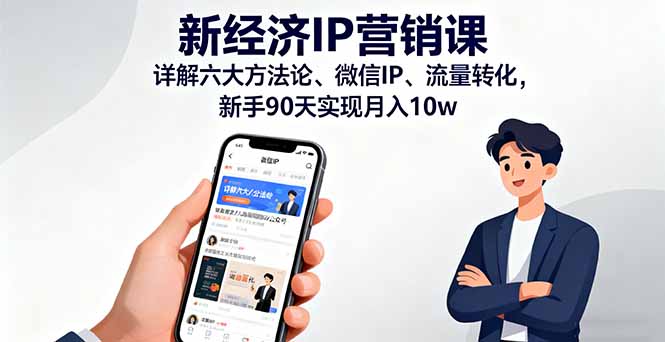 新经济IP营销课：详解六大方法论、微信IP、流量转化，新手90天实现月入10w-皮皮网创