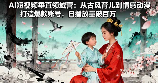 AI短视频垂直领域营：从古风育儿到情感动漫，打造爆款账号,日播放量破百万-皮皮网创