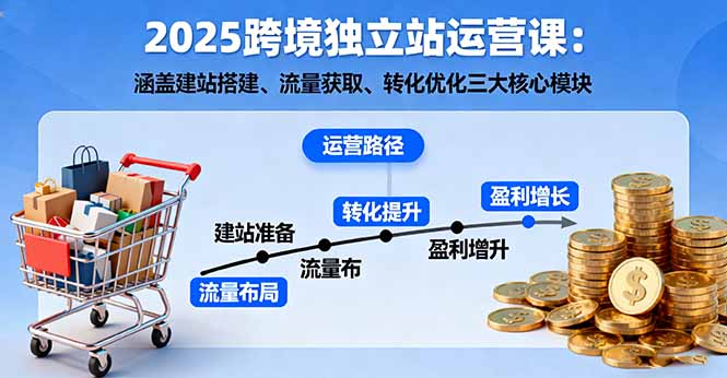 2025跨境独立站运营课：涵盖建站搭建、流量获取、转化优化三大核心模块-皮皮网创