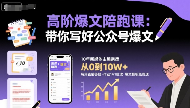 高阶爆文陪跑课，带你写好公众号爆文-皮皮网创