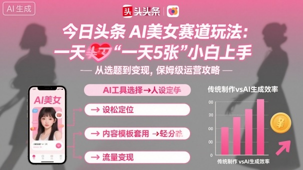 今日头条AI美女赛道玩法，一天轻松5张，小白轻松上手-皮皮网创