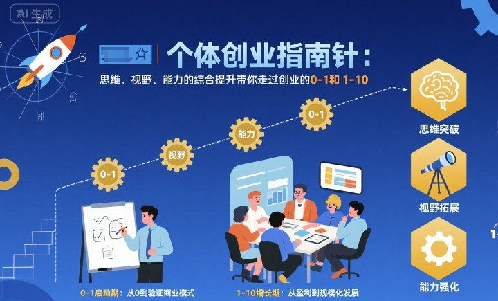 个体创业指南针，思维、视野、能力的综合提升带你走过创业的0-1和1-10【音频】-皮皮网创