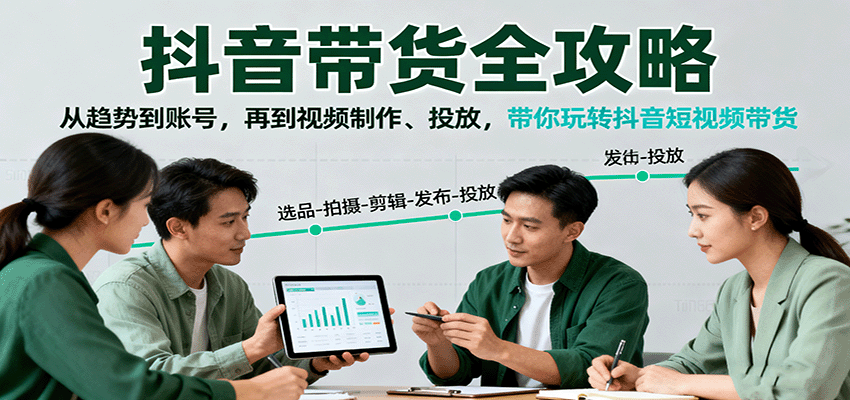 抖音带货全攻略：从趋势到账号，再到视频制作、投放，带你玩转抖音短视频带货-皮皮网创