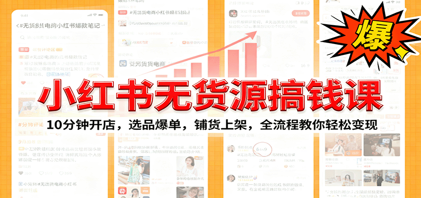 小红书无货源爆单课:10分钟开店,选品爆单,铺货上架,全流程教你轻松变现-皮皮网创