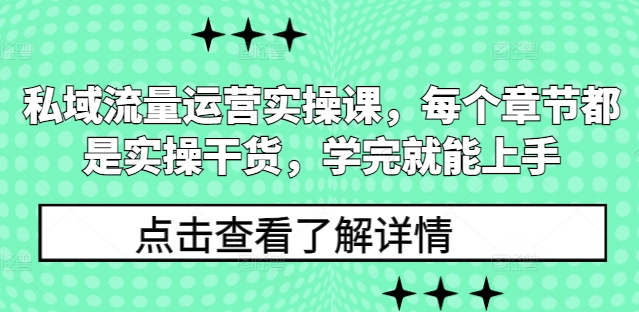 私域流量运营实操课，每个章节都是实操干货，学完就能上手-皮皮网创