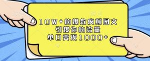 10W+的爆款疯颠图文，引爆你的流量，单日变现1k【揭秘】-皮皮网创