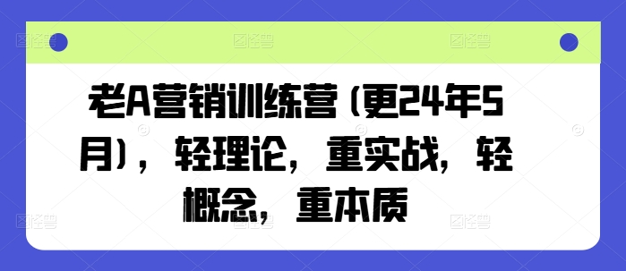老A营销训练营(更24年12月)，轻理论，重实战，轻概念，重本质-皮皮网创