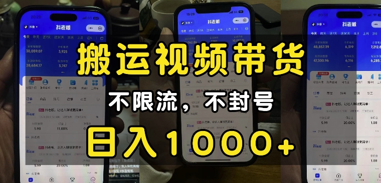 “小白必看”搬运视频带货玩法，不限流，不封号，纯自然流，日入1k-皮皮网创