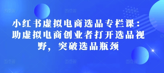 小红书虚拟电商选品专栏课：助虚拟电商创业者打开选品视野，突破选品瓶颈-皮皮网创