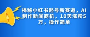 揭秘小红书起号新赛道，AI制作新闻商机，10天涨粉1万，操作简单-皮皮网创