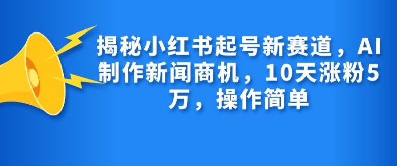 揭秘小红书起号新赛道，AI制作新闻商机，10天涨粉1万，操作简单-皮皮网创