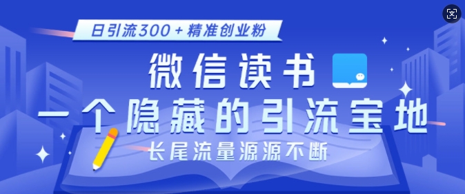 微信读书，一个隐藏的引流宝地，不为人知的小众打法，日引流300+精准创业粉，长尾流量源源不断-皮皮网创
