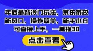 年底最新冷门玩法,京东家政新风口,操作简单,新手小白可直接上手,一单挣30【揭秘】-皮皮网创