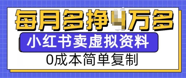 小红书虚拟资料项目，0成本简单复制，每个月多挣1W【揭秘】-皮皮网创