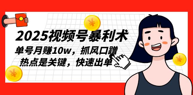 2025视频号暴利术，单号月赚10w，抓风口蹭热点是关键，快速出单-皮皮网创