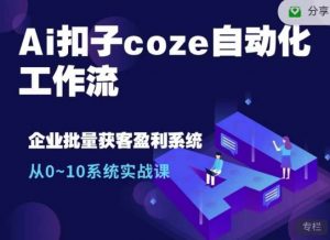 Ai扣子coze自动化工作流，从0~10系统实战课，10个人的工作量1个人完成-皮皮网创