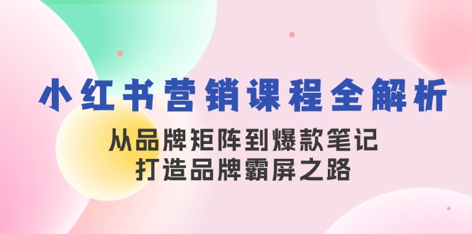 小红书营销课程全解析，从品牌矩阵到爆款笔记，打造品牌霸屏之路-皮皮网创