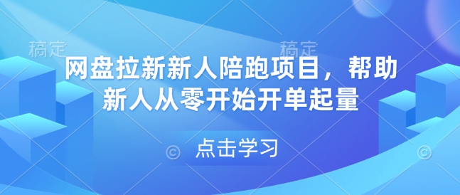 网盘拉新新人陪跑项目，帮助新人从零开始开单起量-皮皮网创