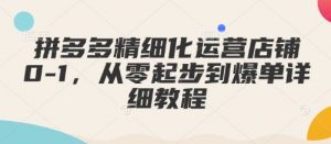 拼多多精细化运营店铺0-1，从零起步到爆单详细教程-皮皮网创