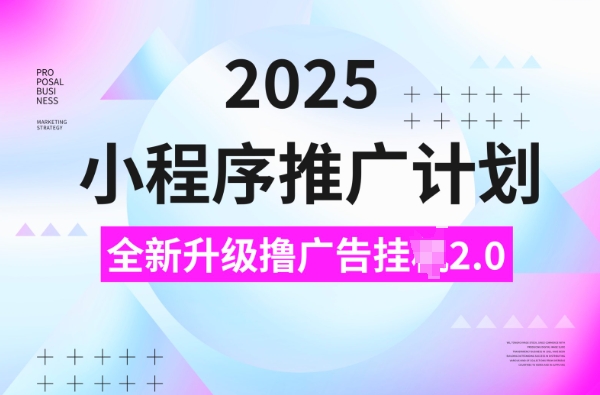 2025小程序推广计划，撸广告挂JI3.0玩法，日均5张【揭秘】-皮皮网创