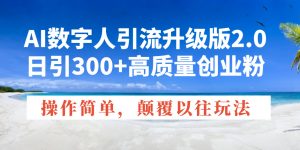 AI数字人引流升级版2.0,日引300+高质量创业粉,操作简单,颠覆以往玩法-皮皮网创