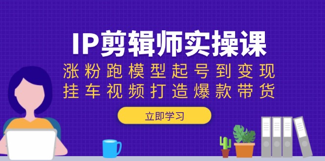 IP剪辑师实操课：涨粉跑模型起号到变现，挂车视频打造爆款带货-皮皮网创