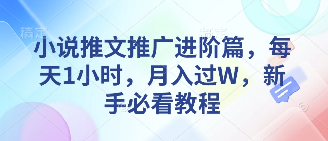 小说推文推广进阶篇，每天1小时，月入过W，新手必看教程-皮皮网创