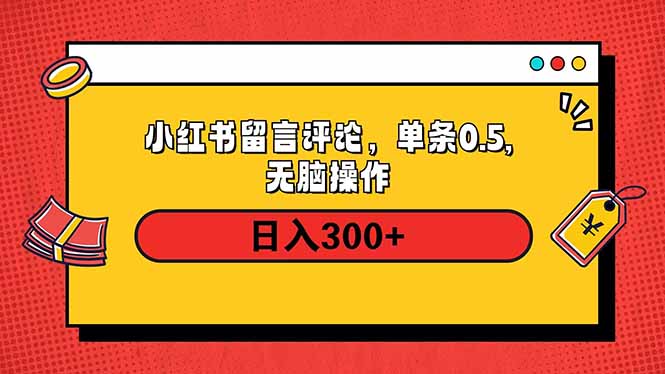 小红书评论单条0.5元，日入300＋，无上限，详细操作流程-皮皮网创
