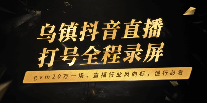 乌镇抖音直播打号全程录屏，gvm20万一场，直播行业风向标，懂行必看-皮皮网创