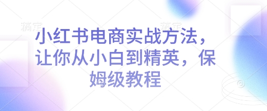 小红书电商实战方法，让你从小白到精英，保姆级教程-皮皮网创