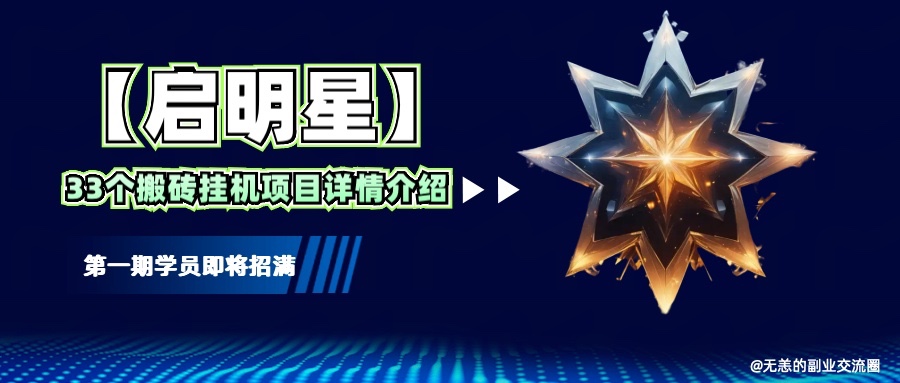 【启明星】33个挂机搬砖项目详细介绍，新手网创看这个就够了。-皮皮网创