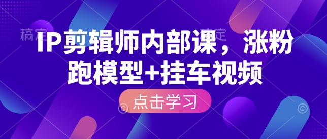 IP剪辑师内部课，涨粉跑模型+挂车视频-皮皮网创