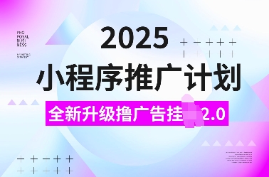 2025小程序推广计划，全新升级撸广告挂JI2.0玩法，日入多张，小白可做【揭秘】-皮皮网创