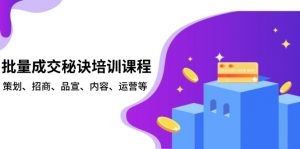批量成交秘诀培训课程，策划、招商、品宣、内容、运营等-皮皮网创
