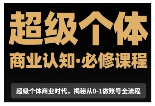 超级个体商业认知觉醒视频课，商业认知·必修课程揭秘从0-1账号全流程-皮皮网创