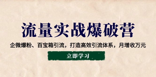 流量实战爆破营：企微爆粉、百宝箱引流，打造高效引流体系，月增收万元-皮皮网创