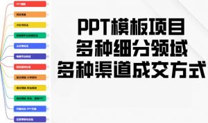 PPT模板项目，多种细分领域，多种渠道成交方式，实操教学-皮皮网创