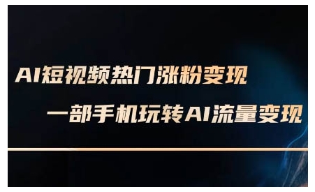 AI短视频热门涨粉变现课，AI数字人制作短视频超级变现实操课，一部手机玩转短视频变现-皮皮网创