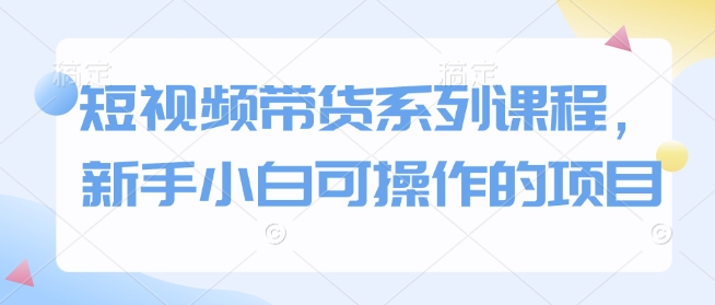 短视频带货系列课程，新手小白可操作的项目-皮皮网创