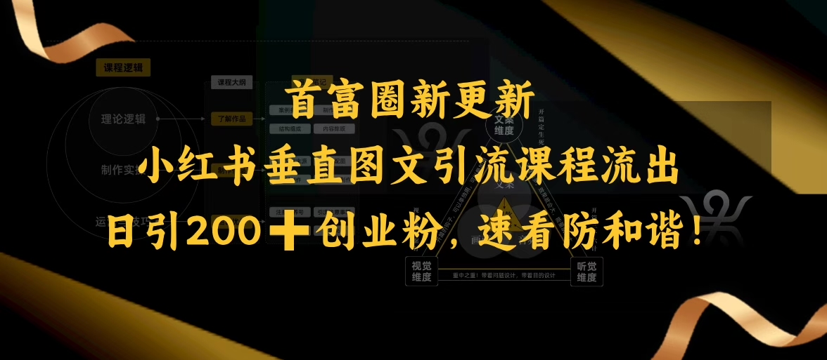 小红书垂直图文引流课程流出，日引200+创业粉，速看防和谐-皮皮网创