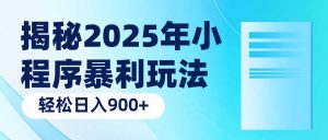 揭秘2025年小程序暴利玩法:轻松日入900+-皮皮网创