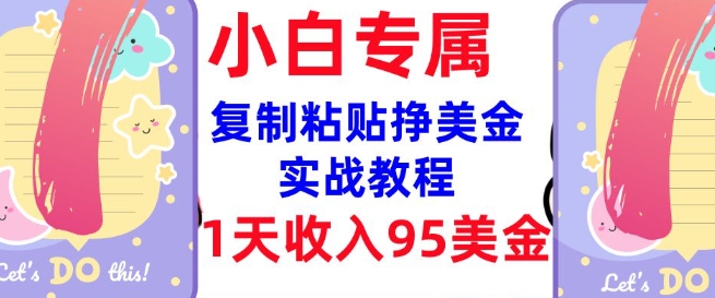 复制粘贴挣美金，0门槛，1天收入95美刀，3分钟学会，内部教程(首次公开)-皮皮网创