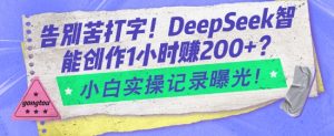 告别苦打字！DeepSeek智能创作1小时入2张？小白实操记录曝光-皮皮网创