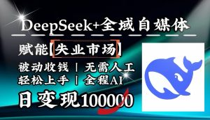降维打击，DeepSeek+失业市场，全自动操作，结合人人刚需，单月利润轻松破100000＋-皮皮网创