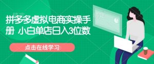 拼多多虚拟电商实操手册 小白单店日入3位数-皮皮网创