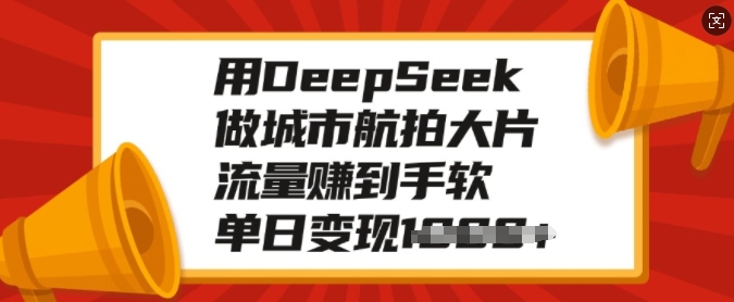 用DeepSeek做城市航拍大片，流量赚到手软，单日变现多张-皮皮网创